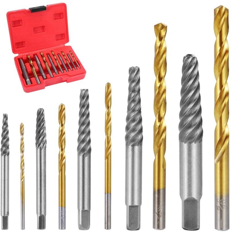 Schraubenausdreher Set Linksausdreher Set, 10 Stück Linksbohrer-Satz für Beschädigte Schraubenentferner, Bohrer-Ausdrehe...