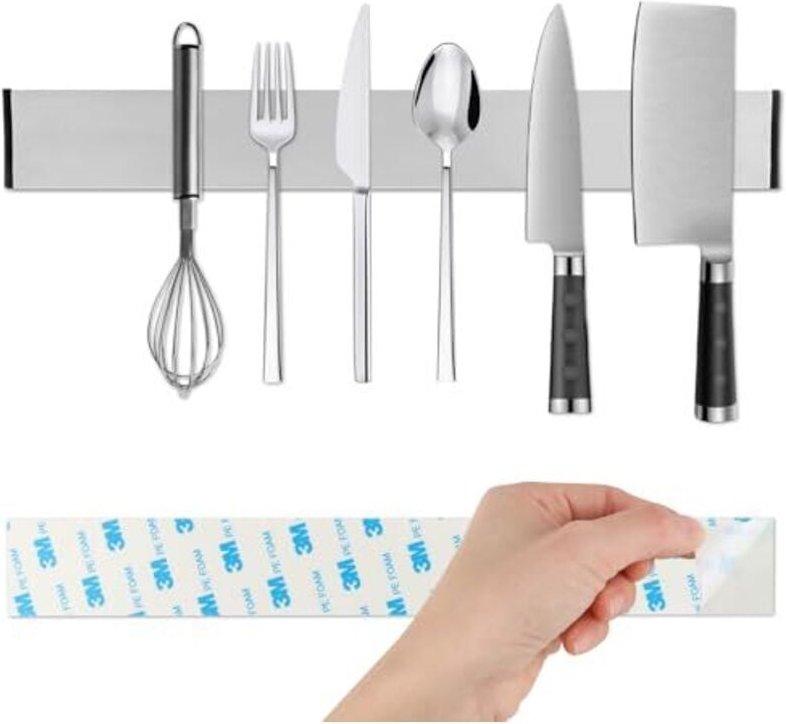 Magnetischer Messerhalter, magnetischer Küchenmesserhalter mit extra starkem Magnet, Edelstahl-Wandmessermagnet, Wandmes...