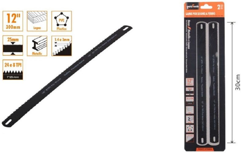 Trade Shop Traesio - Trade Shop - set 2 pz lame for seged search 30CM ricamb lama 12' legna pvc 90185 -