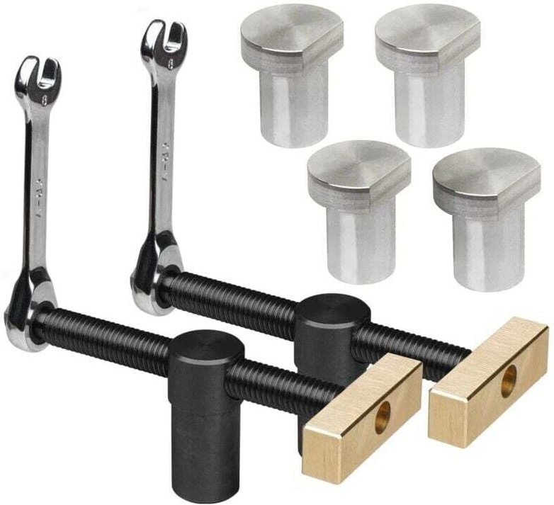 Set mit 2 Schnellspann-Werkbankklemmen und 4 Werkbänken für 20-mm-Bohrungen, Positionieranschlägen für DIY-Werkbänke und...