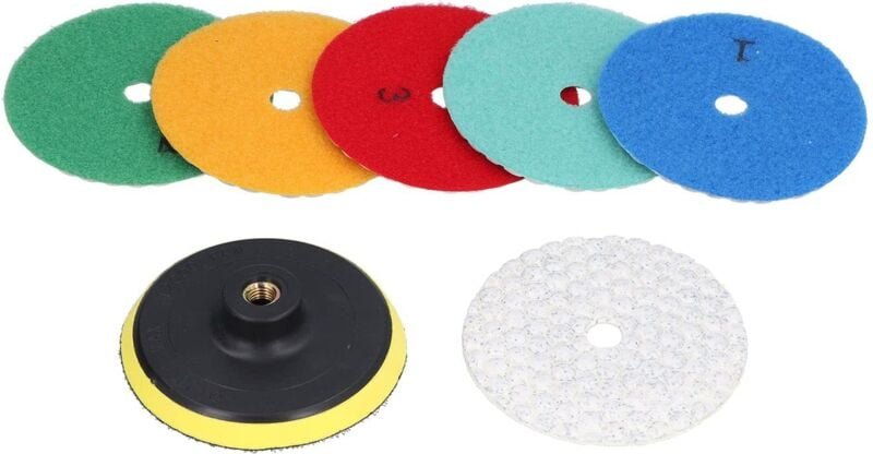 6-teiliges Trockenpolierpad-Set mit Diamanten, Diamantpulver-Trockenschleifscheiben für Granit- und Marmorarbeitsplatten