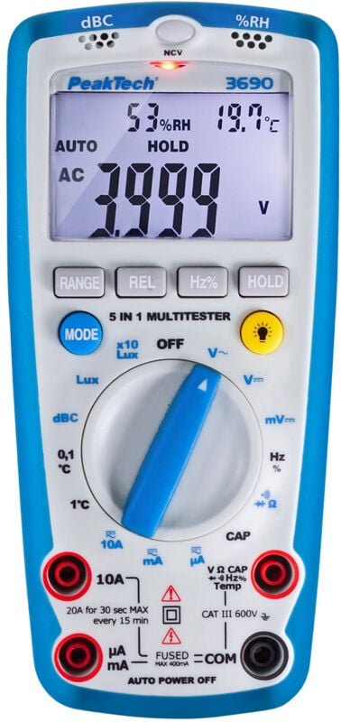 Multimeter, p 3690, mit Umweltmessungen - Peaktech