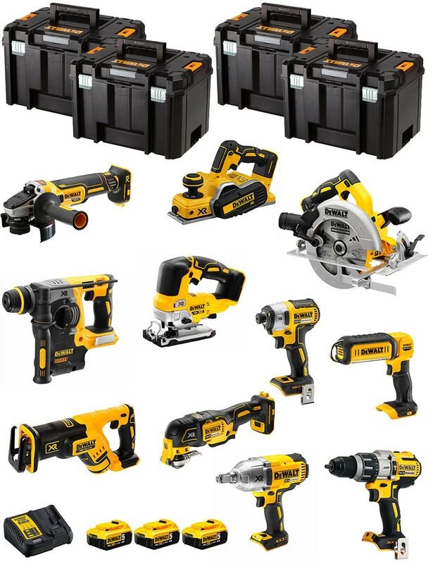 DeWALT Kit DWK1103T (DCD996+DCH273+DCG405+DCF887+DCF899H+DCS334+DCS570+ DCS355+DCP580+DCS367+DCL050+ 3x5,0Ah +DCB115+4xT...
