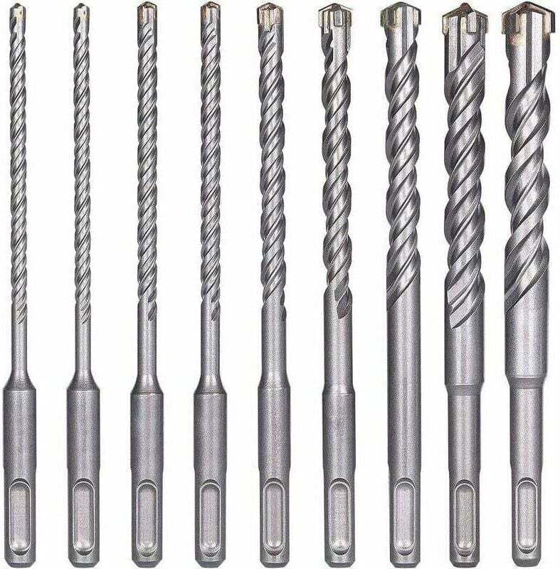 Hochwertige Betonbohrer: Set mit 9 SDS-Plus-Elektro-Schlagbohrern für Beton, Ziegel und Naturstein.
