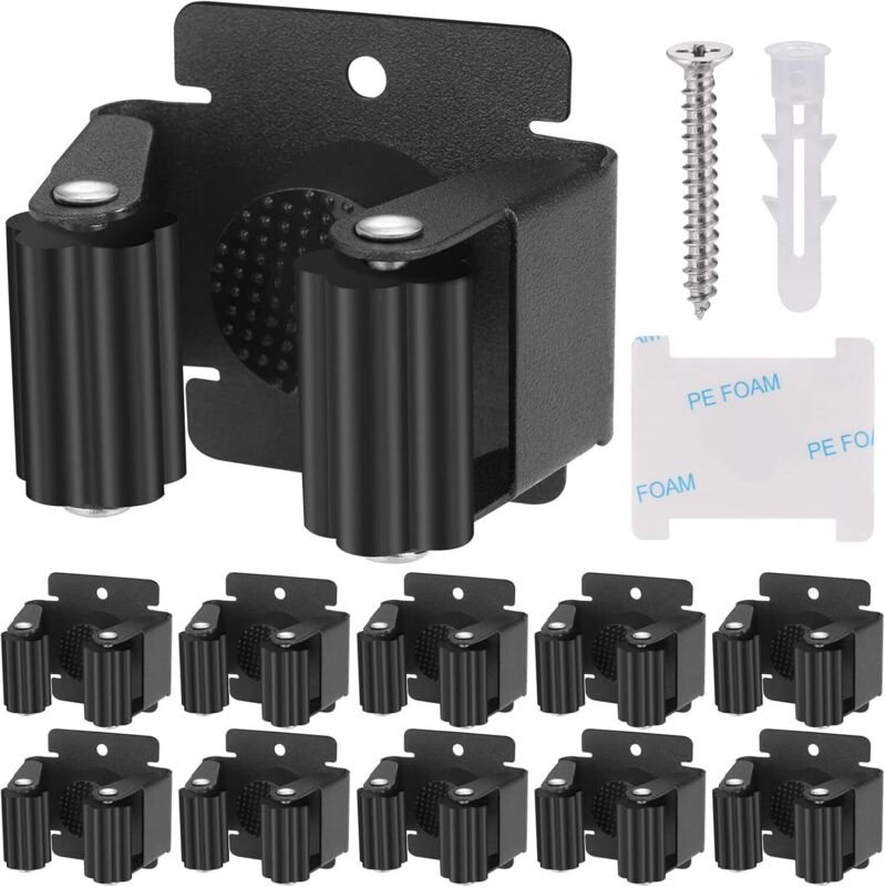 Hejo 10 Stück Gerätehalter, Besenhalterung Wand, Besenhalter Wand, Gartengerätehalter, Edelstahl Wandhalterung für Wisch...