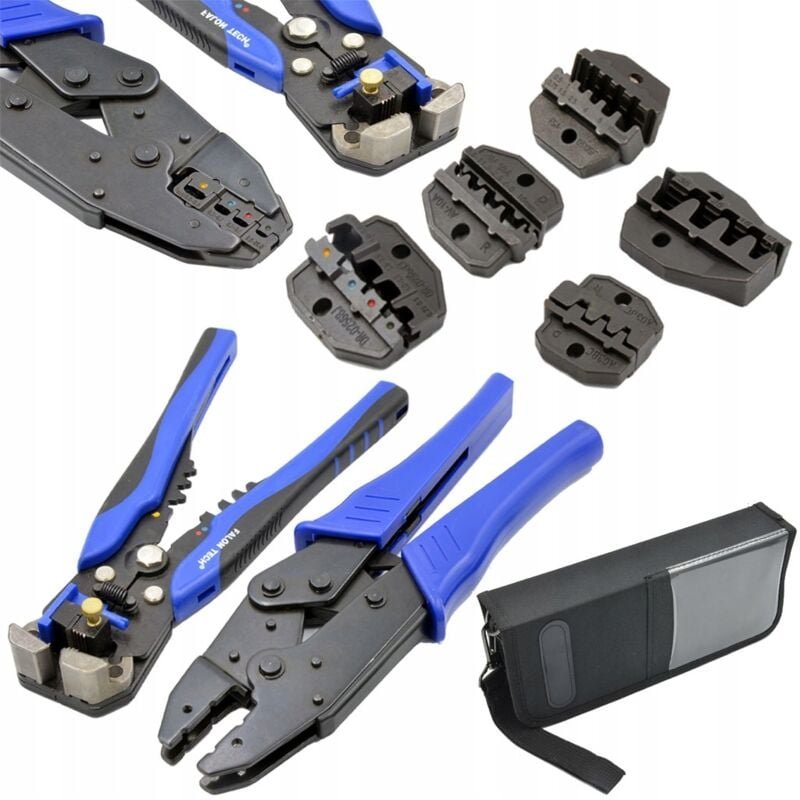 Zange, Crimpzange für Steckverbinder, 5 Einsätze, Abzieher