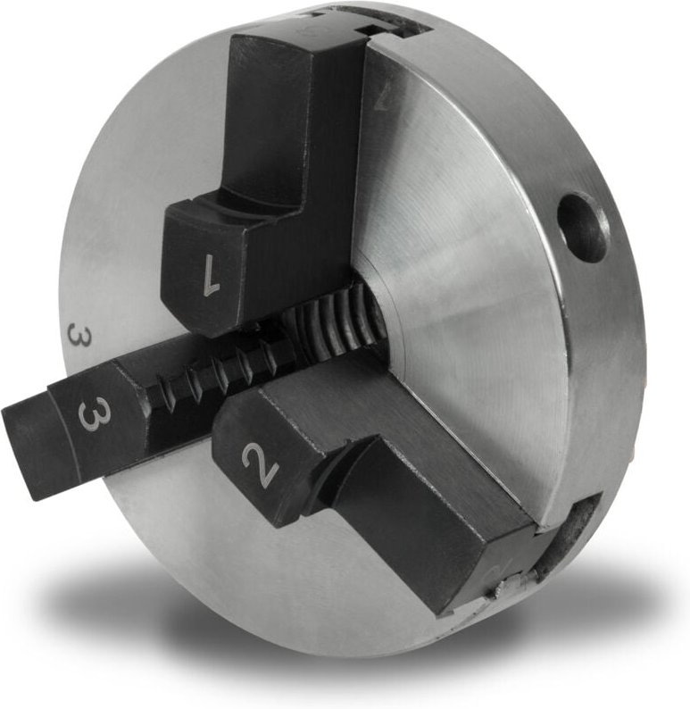 Dreibackenfutter mit 80 mm Durchmesser, 3' 3-Backenfutter Selbstzentrierend, Anschluss-Gewinde 1' -8 tpi, Inkl. Spannwer...