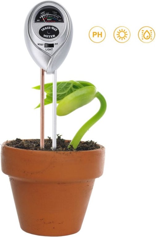 3-in-1-Funktionsgerät: Bodentester, Feuchtigkeitsmesser, Luftfeuchtigkeitsmonitor, Lampe und pH-Detektor mit Sonde