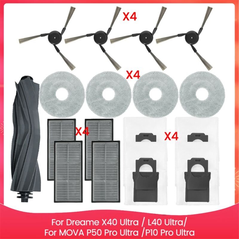 Für X40 Ultra / L40 Ultra, P50 Pro /P10 Teile Hauptseitenbürste Filter Mopptuch Staubbeutel