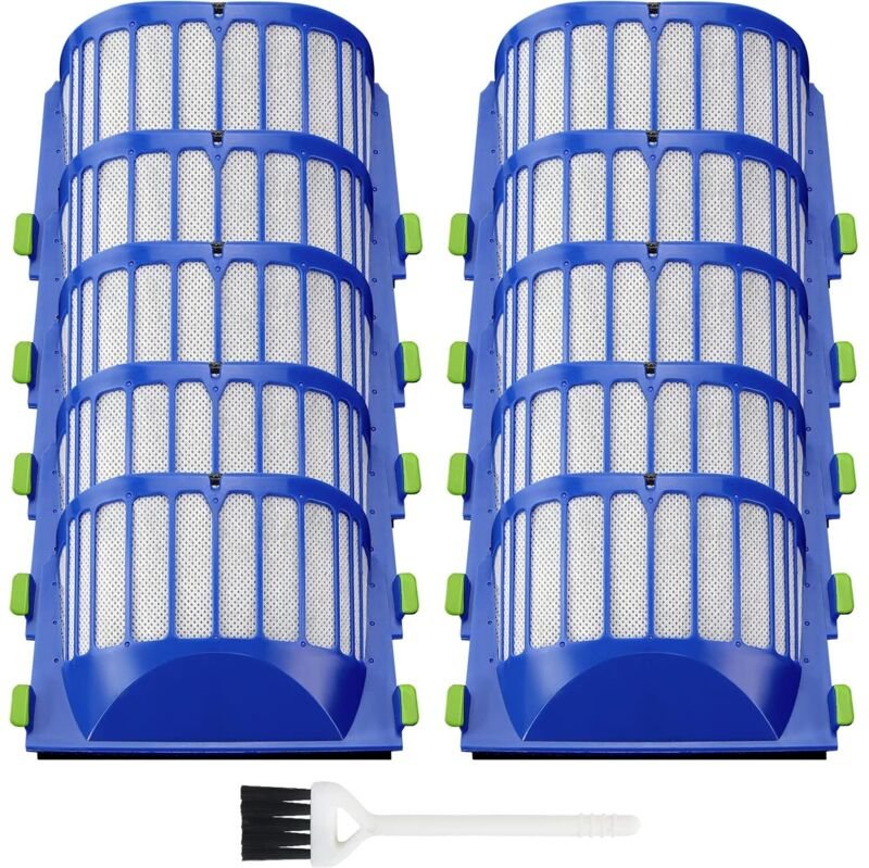 10er-Pack AeroVac Filter mit Reinigungsbürste für iRobot Roomba 500er & 600er Serie (zB 536, 550, 630, 650, 680, 690)