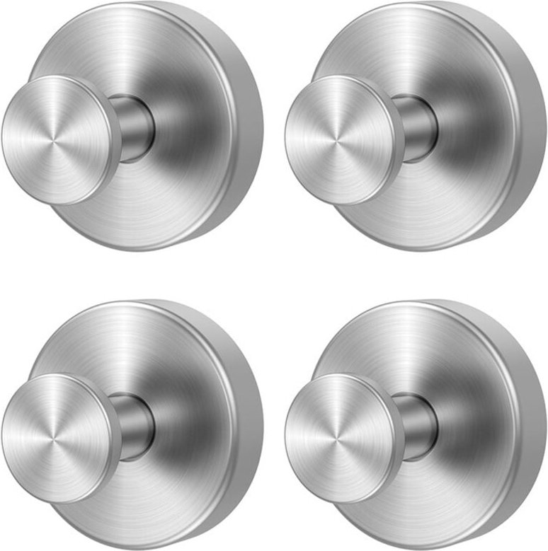 Saugnapfhaken, silberfarben, 6 x 6 x 4,5 cm, Handtuchhalter aus Edelstahl für Badezimmer, 4 Stück, kein Bohren erforderl...