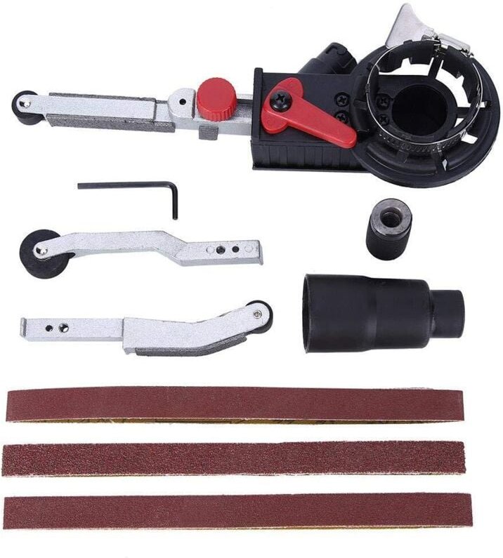 Bandschleifer, Winkelschleifer-Zubehör für Bandschleifer, schwarze Aluminiumlegierung, 3 Arbeitsarme für 10-mm-Spindel [...