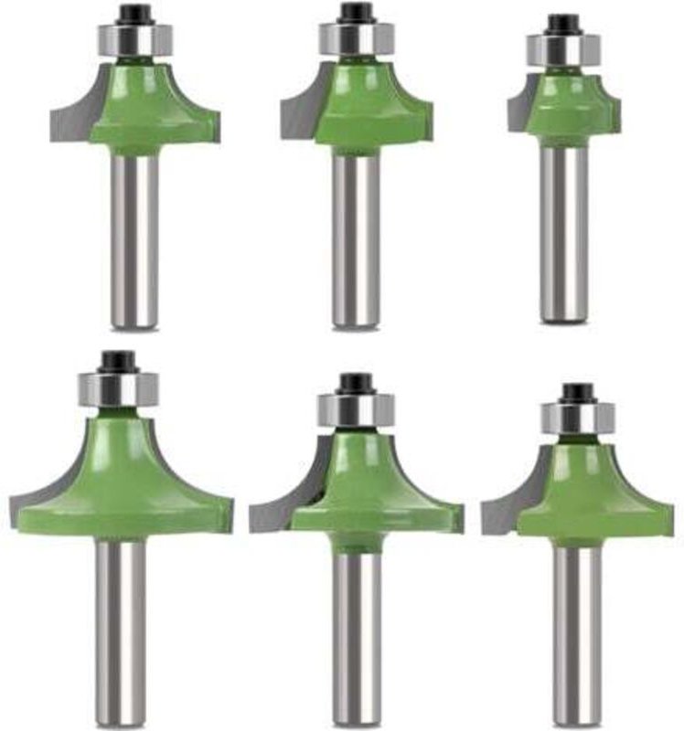 Set mit 6 Holzfräser 8 mm, Viertelstabfräser mit 8 mm Schaft, Fräser für Holzbearbeitung, Abrundfräser für Holzarbeiten