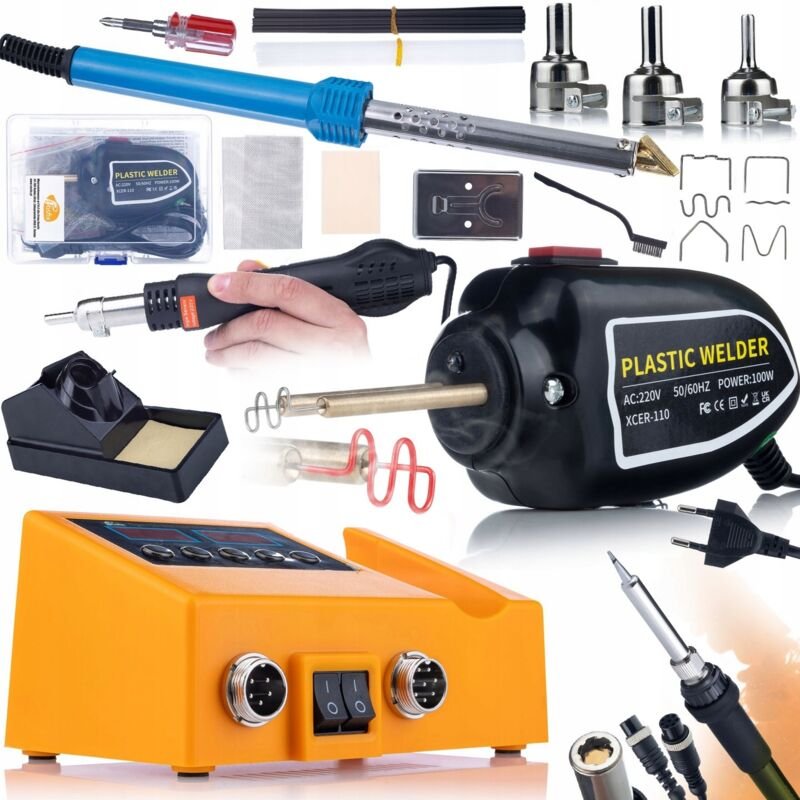 Rosfix Set Lötstation OH660 + Kunststoffschweißgerät RSC100W + Flachlötkolben BL80W – 660W Hot-Air & 900M 100W, 400 Klam...
