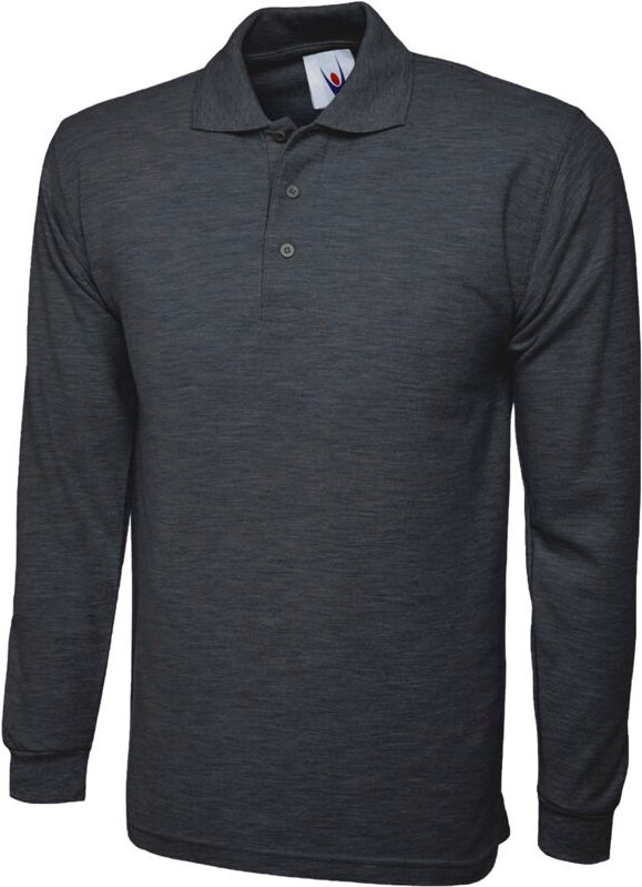 Classic langarm Poloshirt Anthrazit XL 220 g/m²