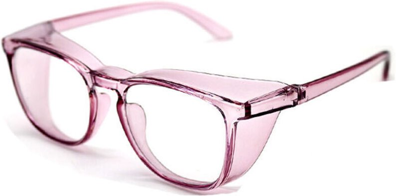 17,5 × 6,5 × 7 cm Pinkfarbene, transparente Schutzbrille mit Seitenschutz, beschlag- und kratzfest, mit rutschfesten Gri...