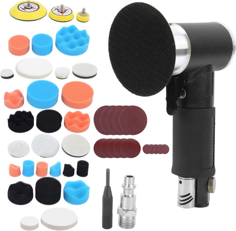 48-teiliger schwarzer pneumatischer Exzenter-Luftschleifer zum Wachsen und Polieren von Autos, AT-1500H48 Schleifer (ame...