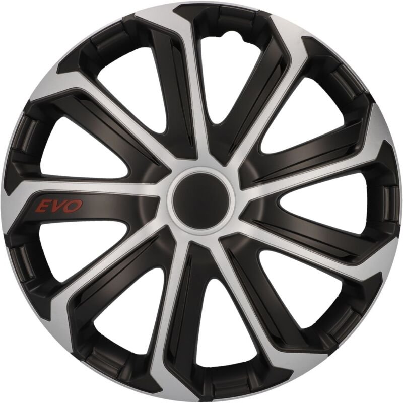 Radzierblende evo 38 cm (15 Zoll) silber schwarz 4 stück Radkappe - Cartrend