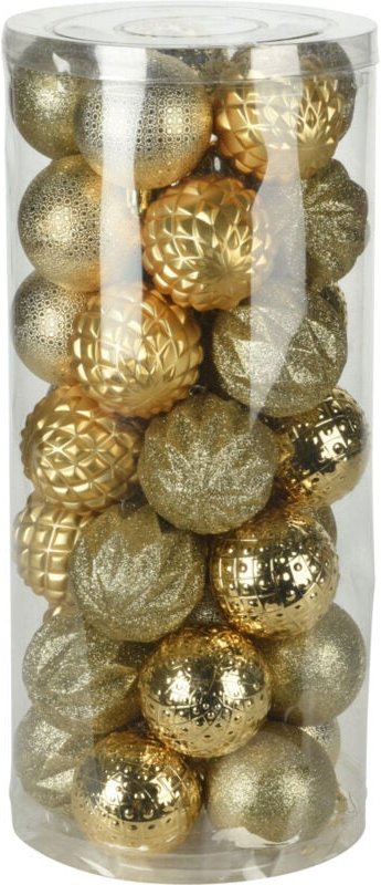 Shatterproof christmas baubles gold 6 cm 35 pcs