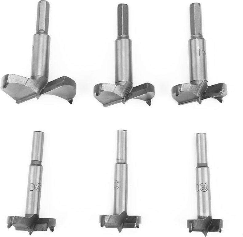 Holzbearbeitungswerkzeug: 6 Stück hochfeste Flachbohrer aus Stahl für die Holzbearbeitung, 30–60 mm