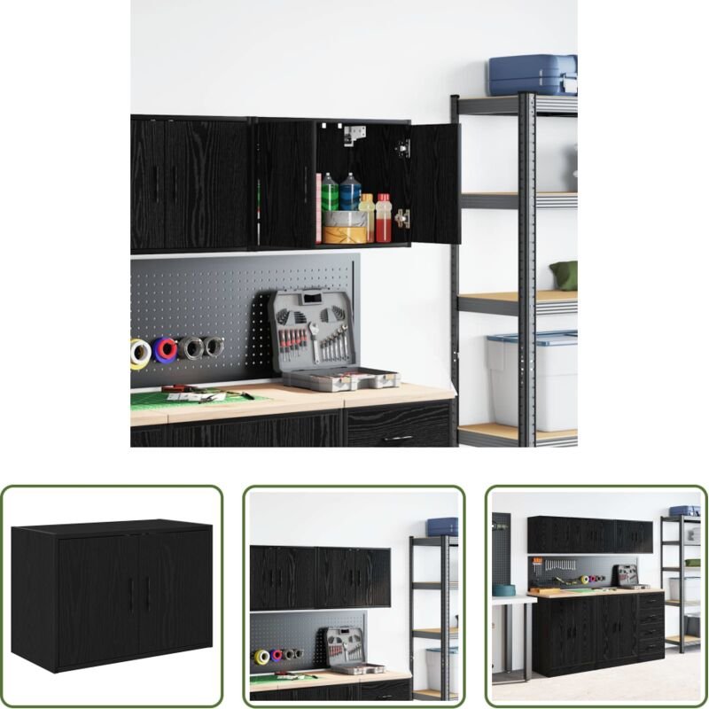 Werkzeug - Garagen-Wandschrank Schwarz Holzwerkstoff