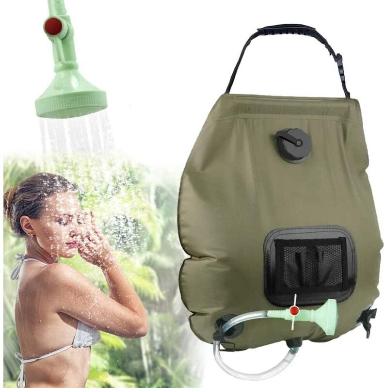 20L Solar Shower Bag, Camping Solar Shower Bag,Outdoor with Flexible Switchable Shower Head Hose