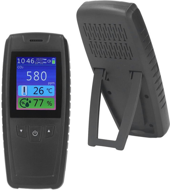 3-in-1-Kohlendioxiddetektor, tragbarer Raumluftqualitätsmonitor, CO2-Tester, Temperatur- und Feuchtigkeitsmesser