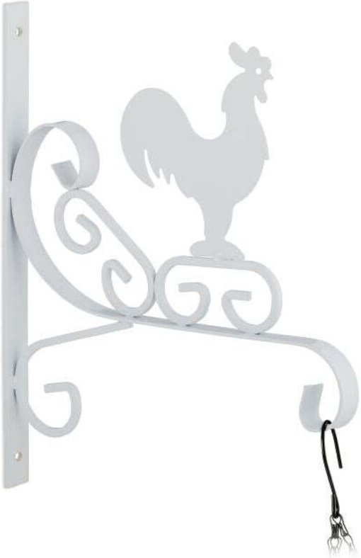 Hanging basket bracket with rooster