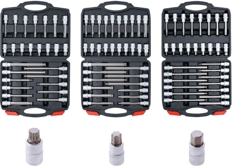 Bit-Einsatz-Sortiment Antrieb Innenvierkant 12,5 mm (1/2') 88-tlg.
