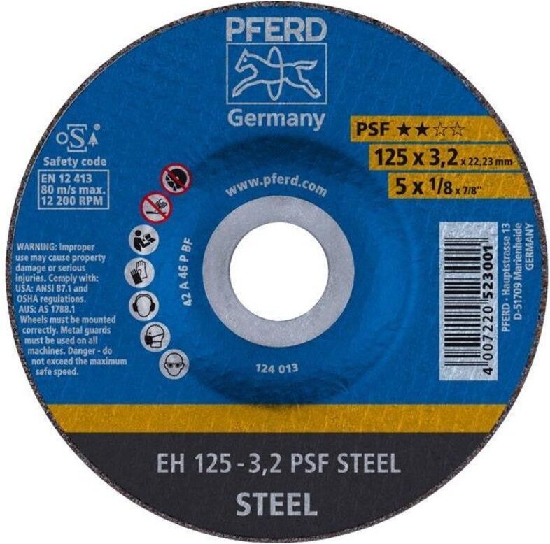 Trennscheibe PSF STEEL D125x3,2mm gekröpft Stahl Bohrung 22,23 mm