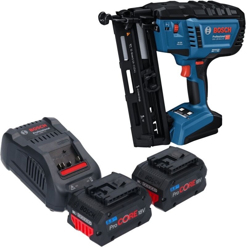 Bosch GNH 18V-64-2 M Professional Akku Holznagler 18 V 1,6 x 32 - 64 mm + 2x ProCORE Akku 5,5 Ah + Ladegerät