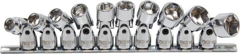 Kardangelenk-Einsatz-Satz Sechskant Antrieb Innenvierkant 10 mm (3/8') sw 10 - 19 mm 10-tlg.