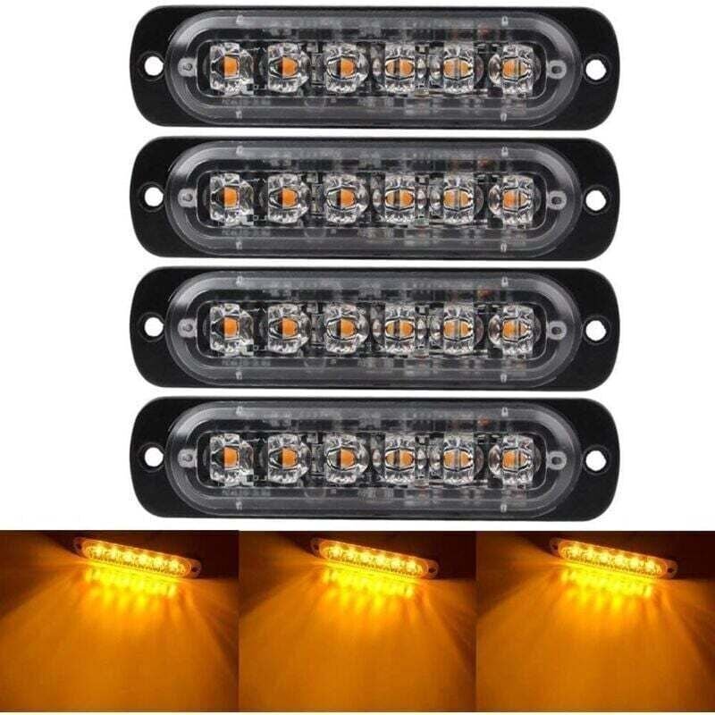 Fahrzeug-Warnleuchten Sicherheitswarnung 4 Stück, 6 LEDs, wasserdicht, Aufputzmontage Für Fahrer (Lkw/Pkw)