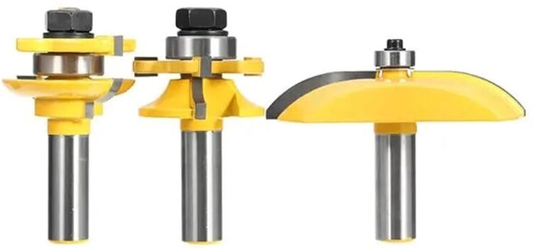 Holzfräser, 3-teilig, 1,27 cm Schaft, zwei Rillen, erhöhte Paneele, Schranktür, Fräser-Bit-Set