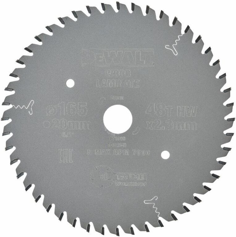 Tauchsägeblatt 165x20 mm 48 Zähne Extreme Workshop DEWALT - DT1086-QZ