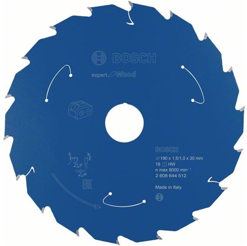 Akku-Kreissägeblatt Expert for Wood, 190 x 1,5/1 x 30, 18 Zähne - Bosch