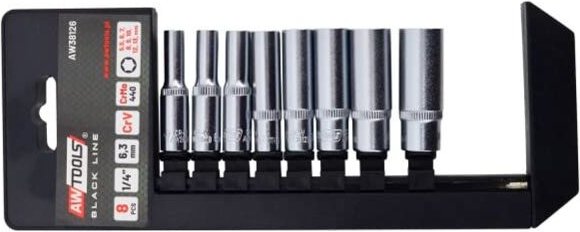 Awtools zestaw nasadek długich długich 1/4" komplet 8cz. / bl