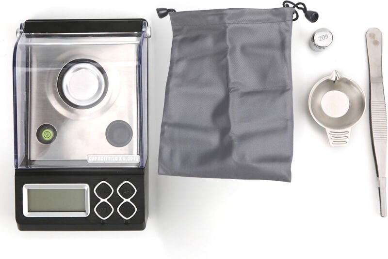 Miniwaage, professionelle LCD-Waage, Lebensmittelwaage in Milligramm, mit Pinzette, elektronische Schmuckwaage (20 g/0,0...