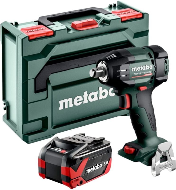 Metabo SSW 18 LTX 550 BL Akku Schlagschrauber 18 V 550 Nm Brushless + 1x LiHDX Akku 8,0 Ah + metaBOX - ohne Ladegerät