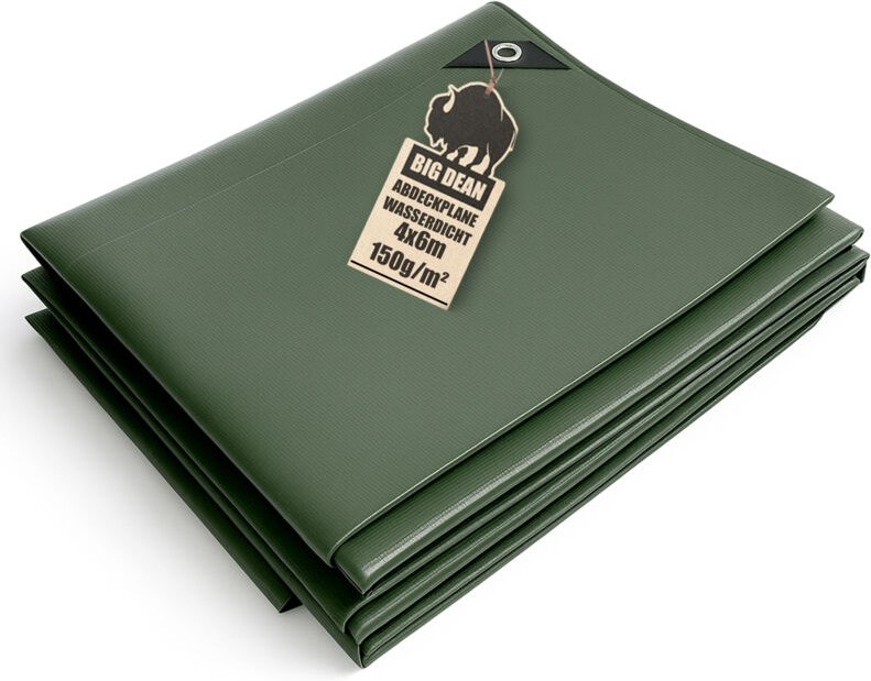 BigDean Abdeckplane wasserdicht 4x6m 150g/m² - Ultra reißfeste Gewebeplane mit verstärkten Ösen