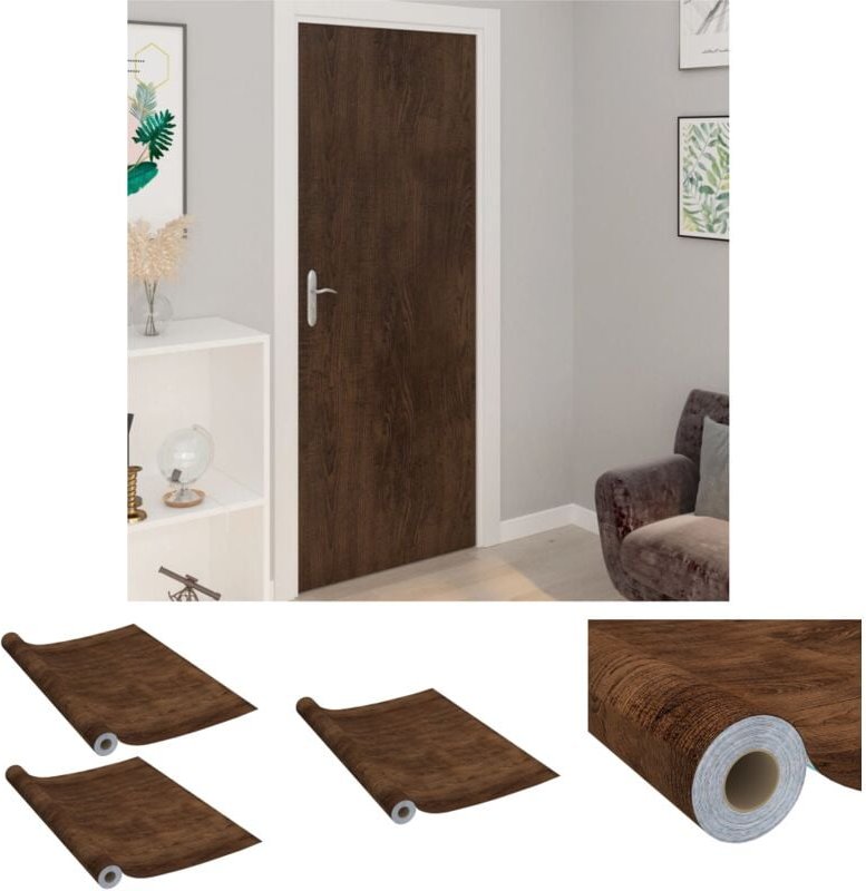 The Living Store - Selbstklebende Türfolien 2 Stk. Dunkle Eiche 210 x 90 cm pvc - Fensterfolie - Braun