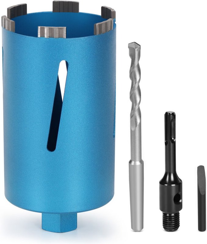 M22 Diamantbohrkrone Kernbohrer für Kernbohrgerät mit Turbo, inkl. SDS-Plus, Ø102mm, Gesamtlänge 200mm, Nass Trocken Dos...