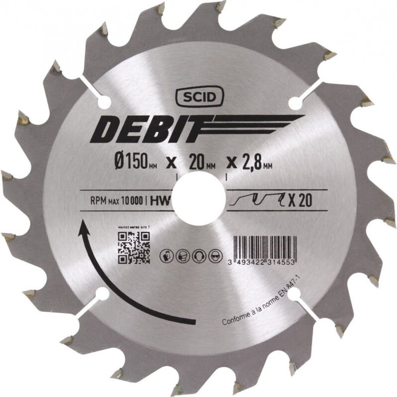 Kreissägeblatt aus Hartmetall Ø 150 mm 20 20 2,8