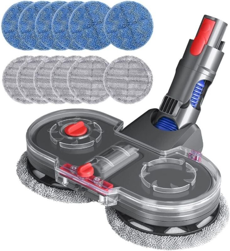 Elektrischer Wischmoppkopf für Dyson V15 V11 V10 V8 V7 Staubsauger mit abnehmbarem Wassertank, 12 waschbare Wischmopppad...