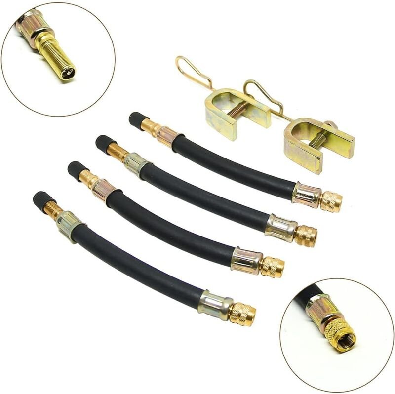 4 Stück Flexible Reifenventilverlängerung Reifenschlauchventil 150 mm mit 2 Haltern