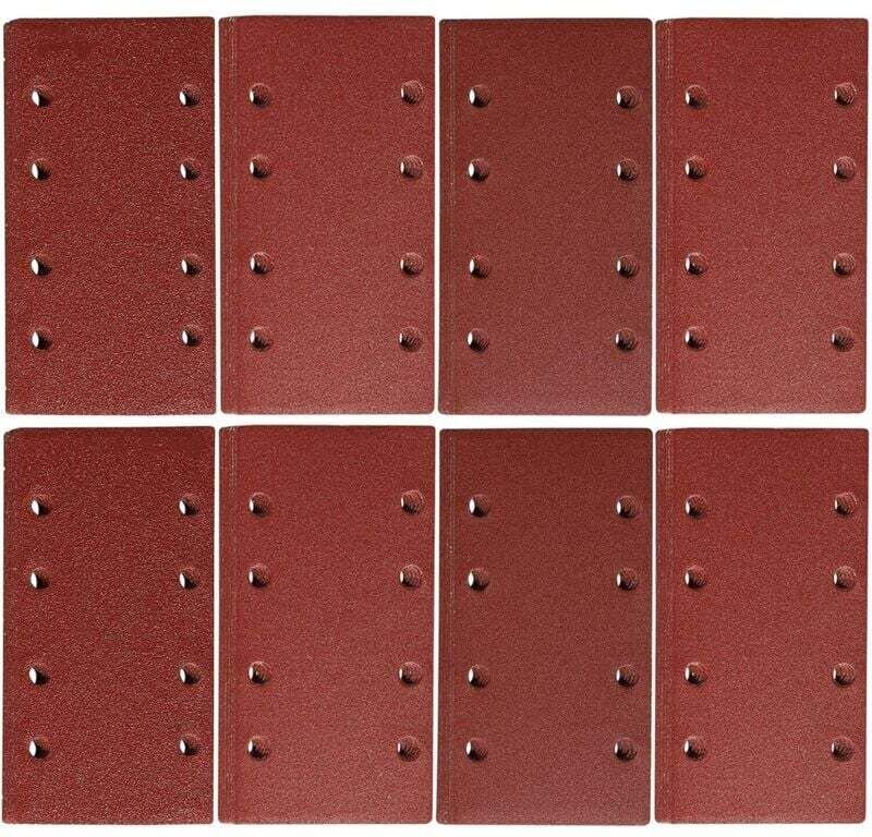 Lot de 10 Feuilles Abrasives Auto-Agrippantes 93x185mm 8 Trous 1000 Grains pour Polissage et Rouille