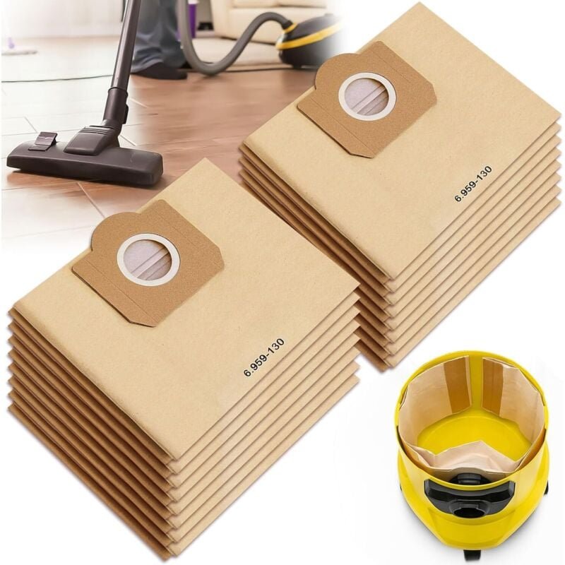 Packung mit 16 Kärcher 6.959-130.0 Staubsaugerbeuteln mit Papierfilter für WD 3 MV 3