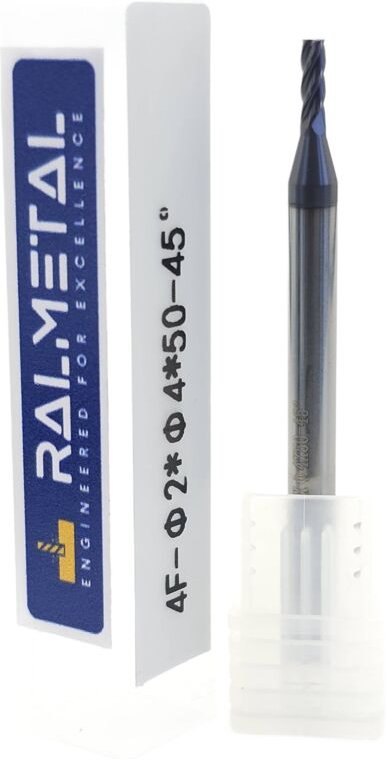 Vollhartmetall-Fräser 2 x 4D x 50 mm, 4 Schneiden, 45 HRC