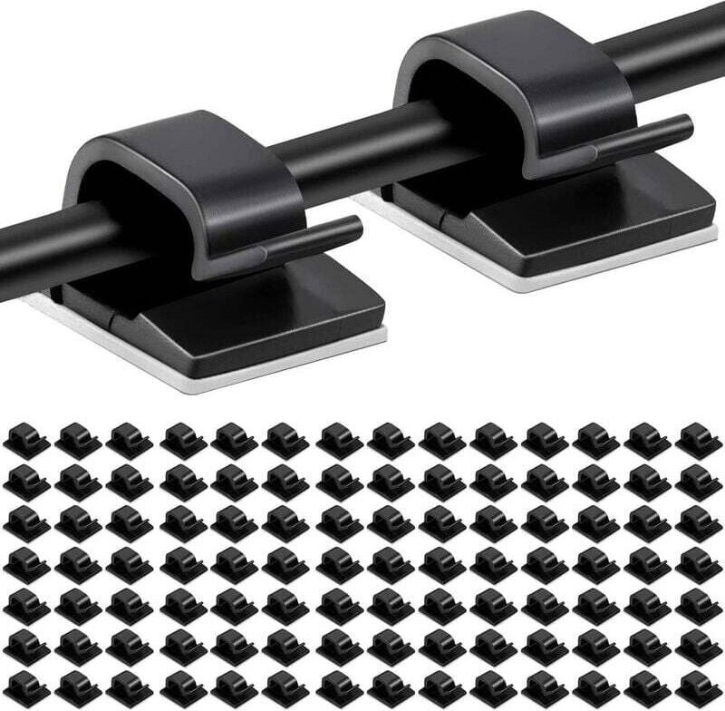 100 Stück selbstklebende Kabelclips, Kabelmanagement-Halter, Organizer für elektrische Kabel, Kunststoff, Kabel-Organize...