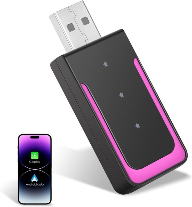 Kabelloser Adapter für CarPlay und Android Auto, Plug & Play, USB C/USB-A, Kompatibel mit iOS 10+/Android 11+, Geeignet ...